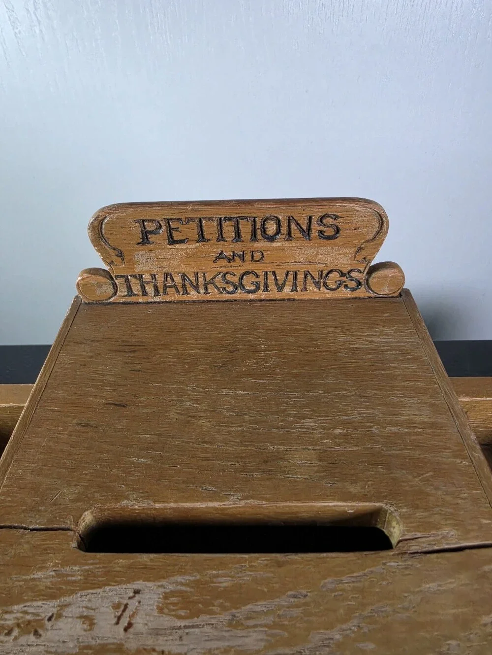 Wood Prayer Box with Side Trays - 'Petitions and Thanksgivings'